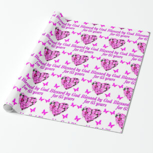 PAPEL DE PRESENTE BONITO PINK FLORAL 65º ANIVERSÁRIO DESIGN