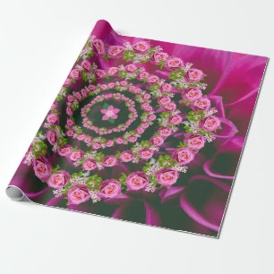 Papel De Presente Bonito Pink Purple Garden Flowers no Natal