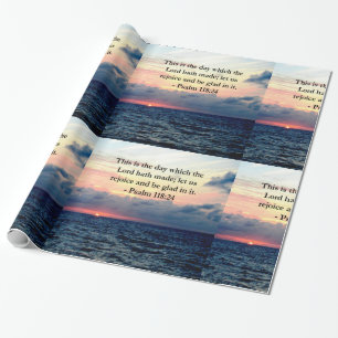 PAPEL DE PRESENTE BONITO PSALM 118:24 SOL SOBRE O OCEANO