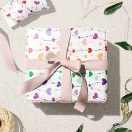 Papel De Presente Bonito Rainbow Hearts Pattern Kids