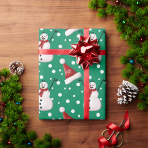 Papel De Presente Bonito Red White Snowman Papai noel Presente de Na