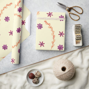 Papel De Presente Bonito Roxo Botânico Roxo Sexo Botânico Neutro