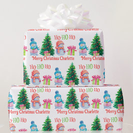 Papel De Presente Bonito Snowman Adicionar Destinatários Nome Natal