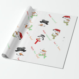 Papel De Presente Bonito Snowman Feliz Padrão de Natal