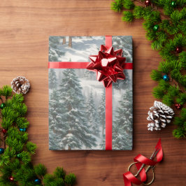 Papel De Presente Bonito Snowy Scotch Pine Tree Wraping Paper