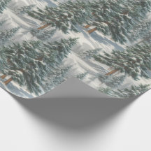 Bonito Snowy Scotch Pine Tree Wraping Paper