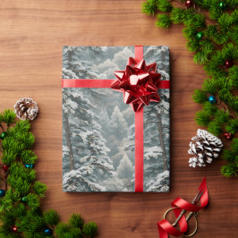 Papel De Presente Bonito Snowy Scotch Pine Wraping Paper