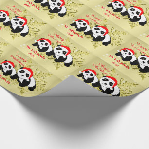 Papel De Presente Bonito Ursos de Panda Esparso Dourado Personalizad
