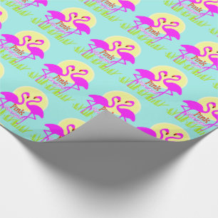 Papel De Presente Bonito Verão Rosa Flamingo Sunrise