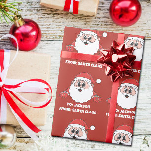 Papel De Presente Bonito Vermelho Personalizado do Papai Noel