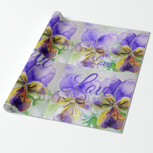 Papel De Presente Bonito Viola Flower Floral Púrpura Amor