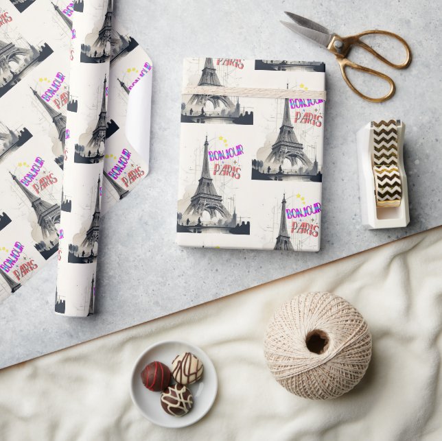 Papel De Presente Bonjour Colorful Paris (Artesanato)