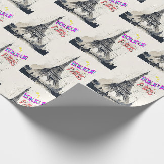 Papel De Presente Bonjour Colorful Paris