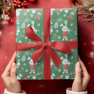 Papel De Presente Bons Animais de Cartoon, Coelhinhos Vermelhos