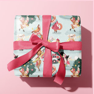 Papel De Presente Bons animais de inverno Árvores de Natal Divertida