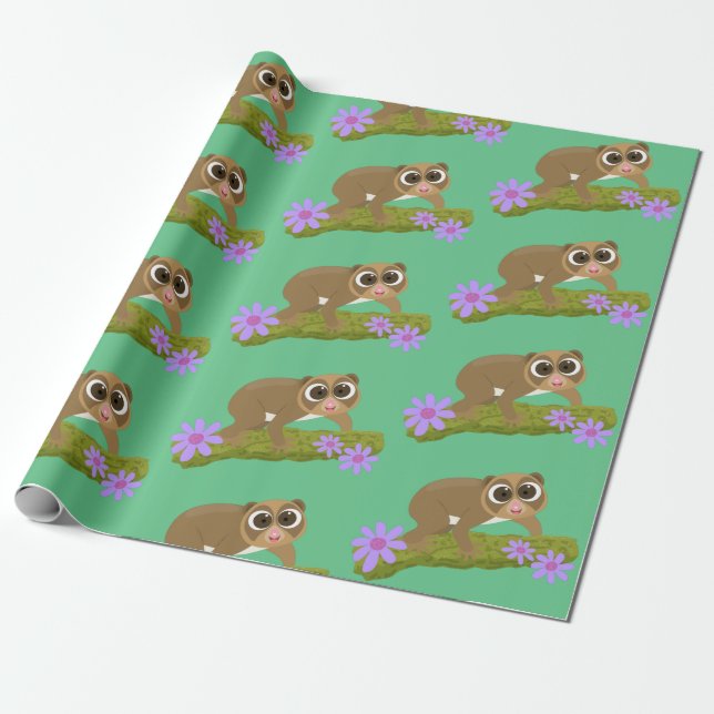 Papel De Presente Bons e felizes loris em desenhos animados (Desenrolado)