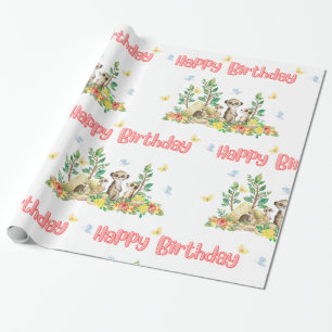 Papel De Presente Bons Meerkats Crianças Animais Felizes Feliz Anive