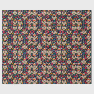 Papel De Presente Boo22 Artista Poodle Boho Floral – Poodle Colorido