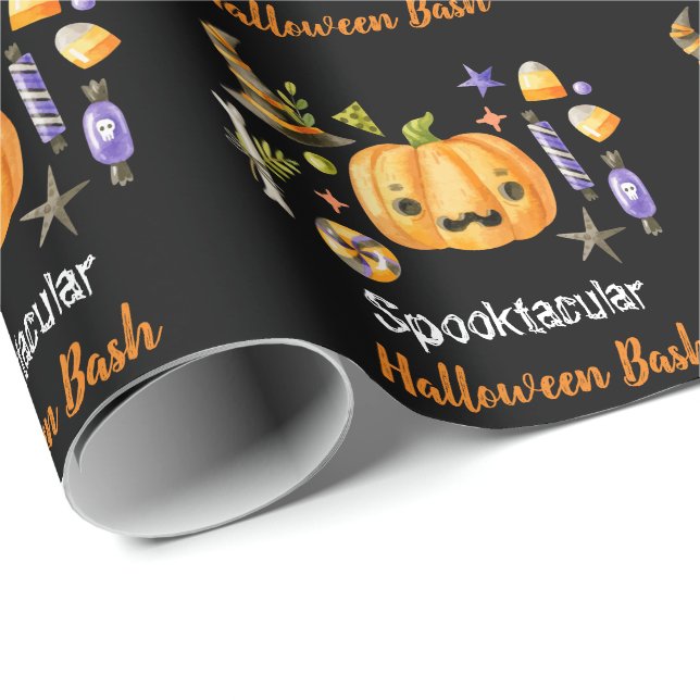 Papel De Presente Boo Bonito Pumpkin Spooktacular Halloween Bash Bla (Ponta do rolo)