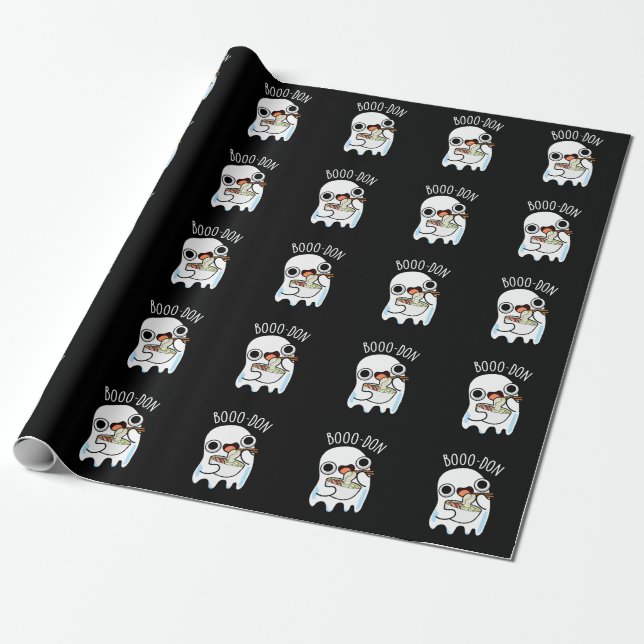 Papel De Presente Boo-don Funny Ghost Udon Pun Dark BG (Desenrolado)