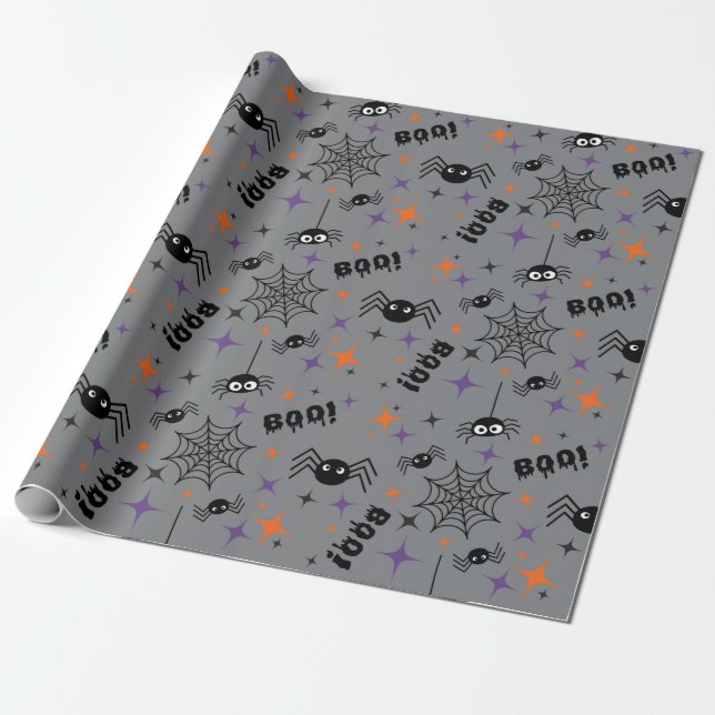 Papel De Presente Boo! Spider Cobweb Spooky Wraping Paper (Desenrolado)