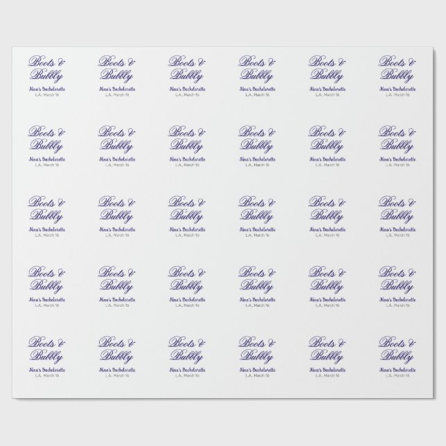 Papel De Presente Boots & Bubble bachelorette party name purpleplace (Aberto)