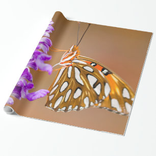 Papel De Presente Borboleta Amigável do Golfo Laranja Brilhante