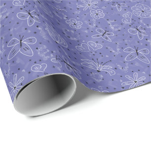 Papel De Presente Borboleta AMOR - padrão perfeito.