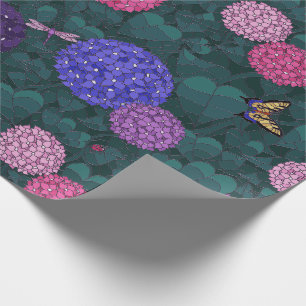 Papel De Presente Borboleta ao Luar Hortênsia Jardim Pewter Grande