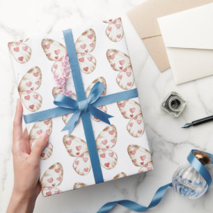 Papel De Presente Borboleta Branca Corações Aniversário