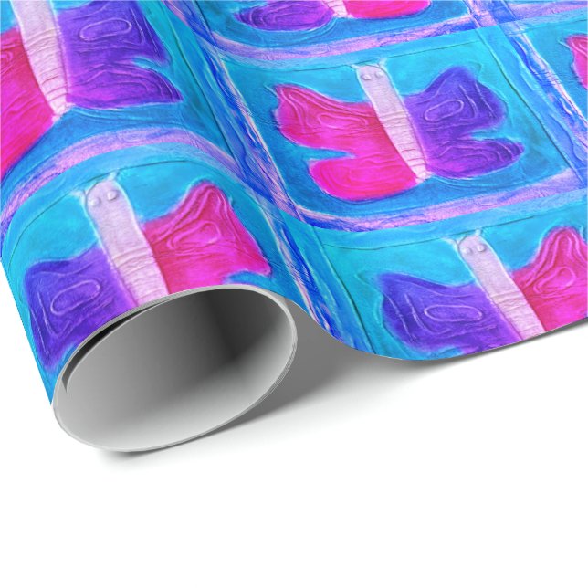 Papel De Presente Borboleta colorida | Filtro Miami | Base | (Ponta do rolo)