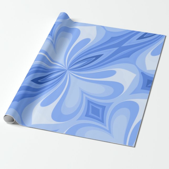 Papel De Presente Borboleta Coração Azul Abstrato (Desenrolado)