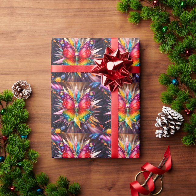 Papel De Presente Borboleta Cristal (Presente de Natal)