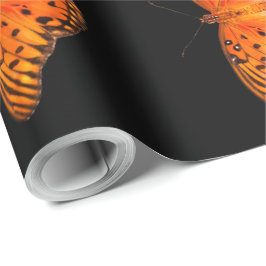 Papel De Presente Borboleta de paixão, laranja e preto