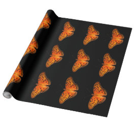 Papel De Presente Borboleta de paixão, laranja e preto