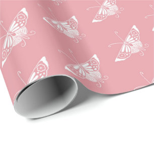 Papel De Presente Borboleta Deco estilizada - casca rosa