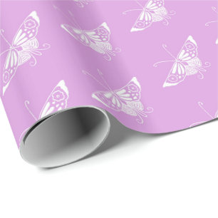 Papel De Presente Borboleta Deco Estilizada - orquídea leve