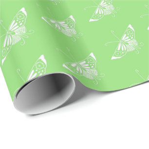 Papel De Presente Borboleta Deco estilizada - verde limão