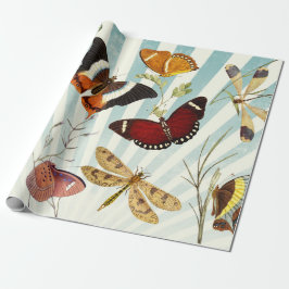Papel De Presente Borboleta e Dragonfly