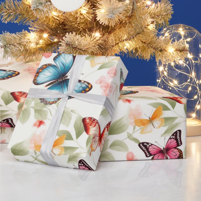 Papel De Presente Borboleta Encantada de Jardim (Feriados)