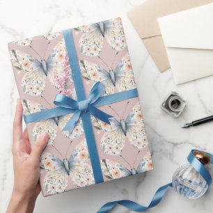 Papel De Presente Borboleta Floral Boho Wildflower