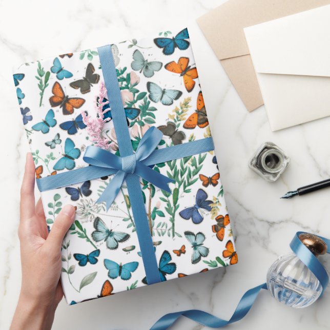 Papel De Presente Borboleta Floral de Verão (Presentear)