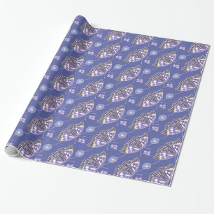 Papel De Presente Borboleta Japonesa Roxa