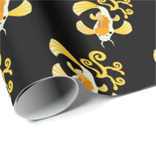 Papel De Presente Borboleta ouro Koi Natação