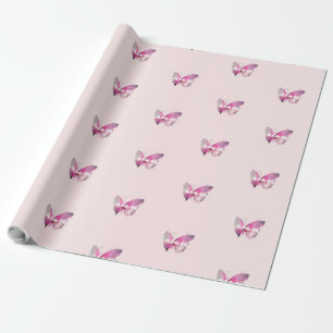 Papel De Presente Borboleta Rosa Oh Menina