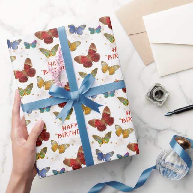 Papel De Presente Borboleta Sparkasse Stars Aniversário (Presentear)