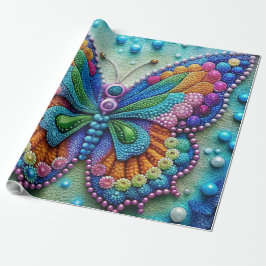 Papel De Presente Borboleta Vibrante - Kit de Pintura em Diamante 5D