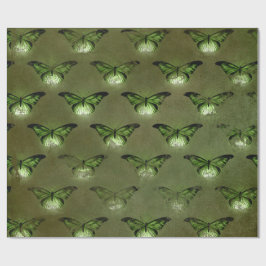 Papel De Presente Borboleta Vintage Glimmer Verde