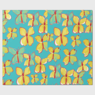 Papel De Presente Borboletas Água Design AmareloPapel de ondulaçã