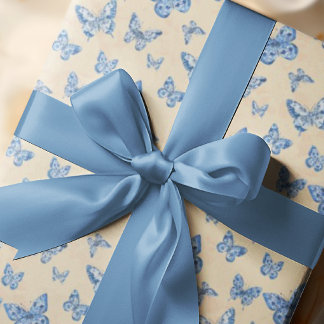 Papel De Presente Borboletas Azuis de Chinoiserie Escamoteiam a Cost